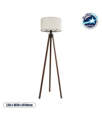 GLOBOSTAR® SAGA 204-0035 Μοντέρνο Επιδαπέδιο Φωτιστικό με Ντουί 1 x E27 AC 220-240V IP20 - Καφέ & Λευκό - Μ38 x Π38 x Υ140cm